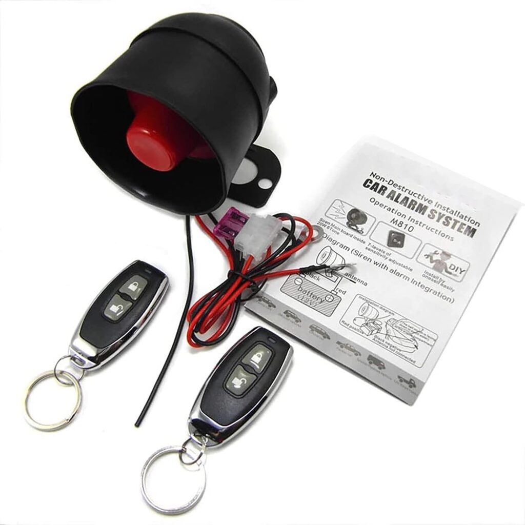 Car Alarm System with Remote Control, Security Antitheft Alarm System 120dB 6 Tone 7-Level Sensitivity Sensor,Alarm Loudspeaker Universal 12V Vehicle Alarm Security Protection System