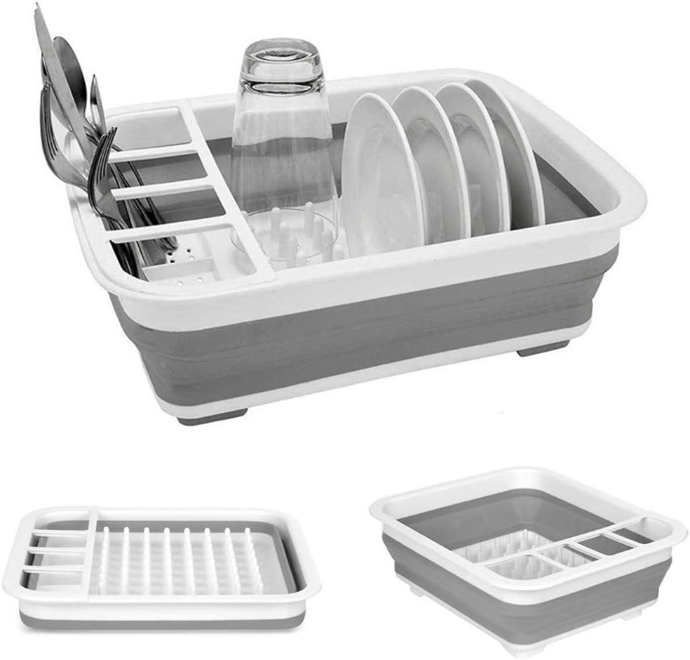 Fafcitvz Collapsible Dish Drying Rack Portable Dish Drainer Dinnerware Organizer for Kitchen RV Campers Storage