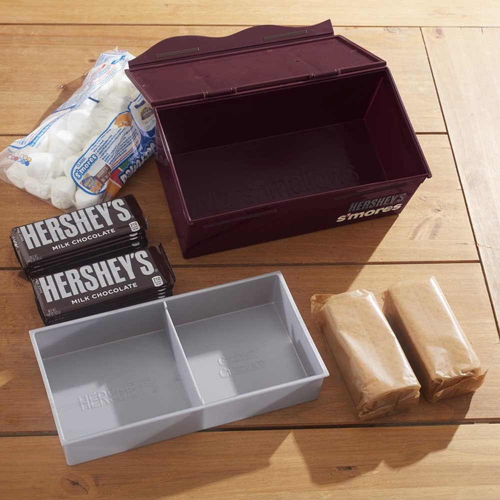 Hersheys Smores Caddy | For Smores on the Go | Store All the Essentials for Making Smores | Perfect for Camping, Picnics, and Tailgating | Removable Tray and Carrying Handle | 00262HSY