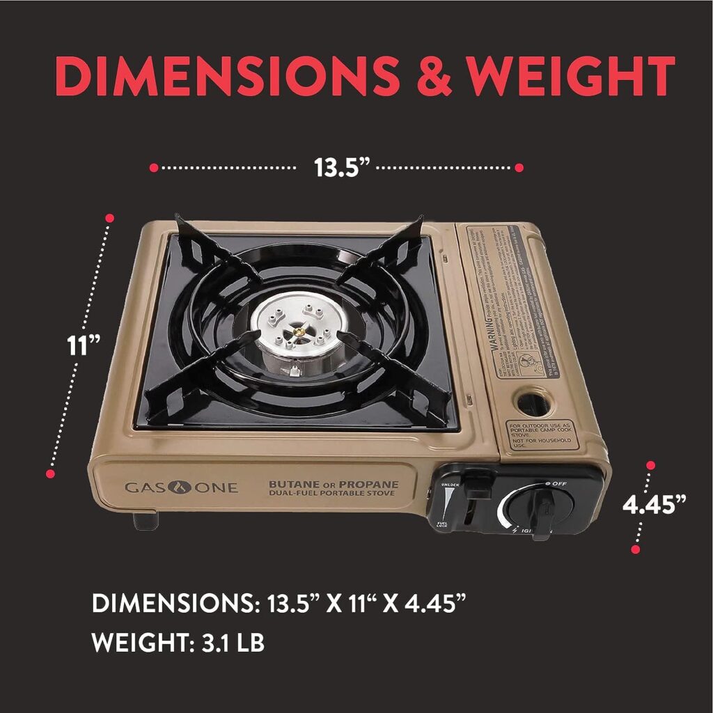 Gas One GS-3400P Propane or Butane Stove Dual Fuel Stove Portable Camping Stove - Patent Pending - with Carrying Case Great for Emergency Preparedness Kit