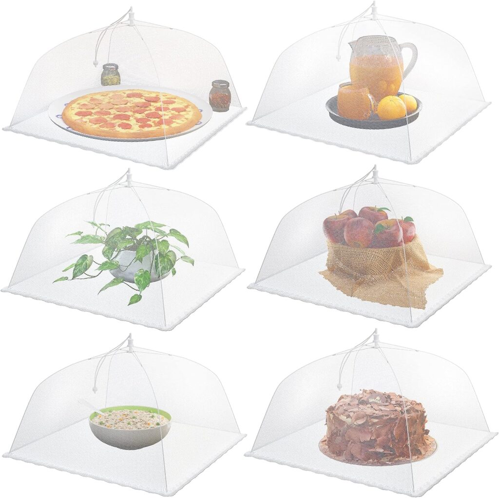 Simply Genius (6 pack) Large and Tall 17x17 Pop-Up Mesh Food Covers Tent Umbrella for Outdoors, Screen Tents, Parties Picnics, BBQs, Reusable and Collapsible Food Tents