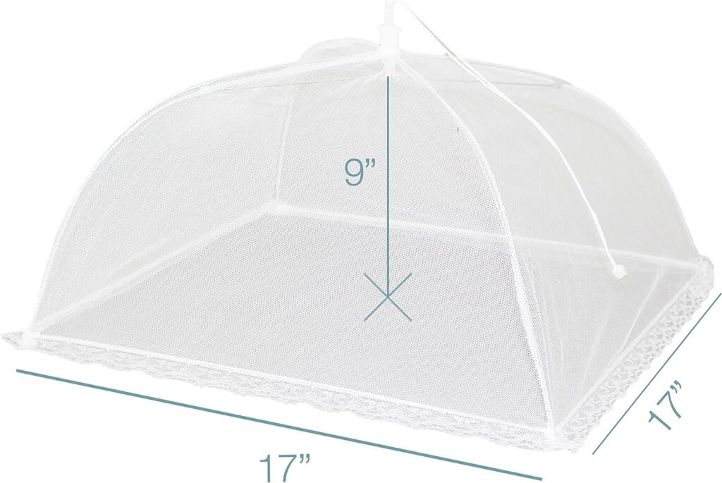 Simply Genius (6 pack) Large and Tall 17x17 Pop-Up Mesh Food Covers Tent Umbrella for Outdoors, Screen Tents, Parties Picnics, BBQs, Reusable and Collapsible Food Tents